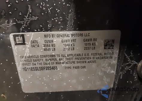 2014 Chevrolet Malibu 2Lt z USA, uszkodzony, nr VIN 1G11E5SL5EF286483